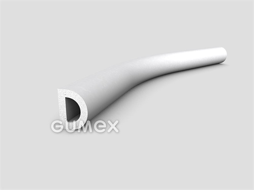 Silikónový mikroprofil tvaru "D" s dutinkou, 16x12/R8mm, hustota 400kg/m3, -60°C/+230°C, biely